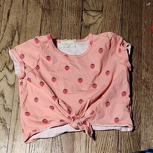 btween Coral Strawberry Patterned Short Sleeve Tee